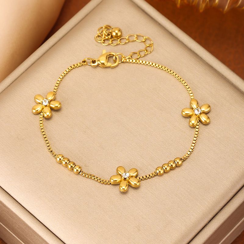 Elegant Iris Flower Bracelet High-end Designer Brushed Link Chain_voghion.com