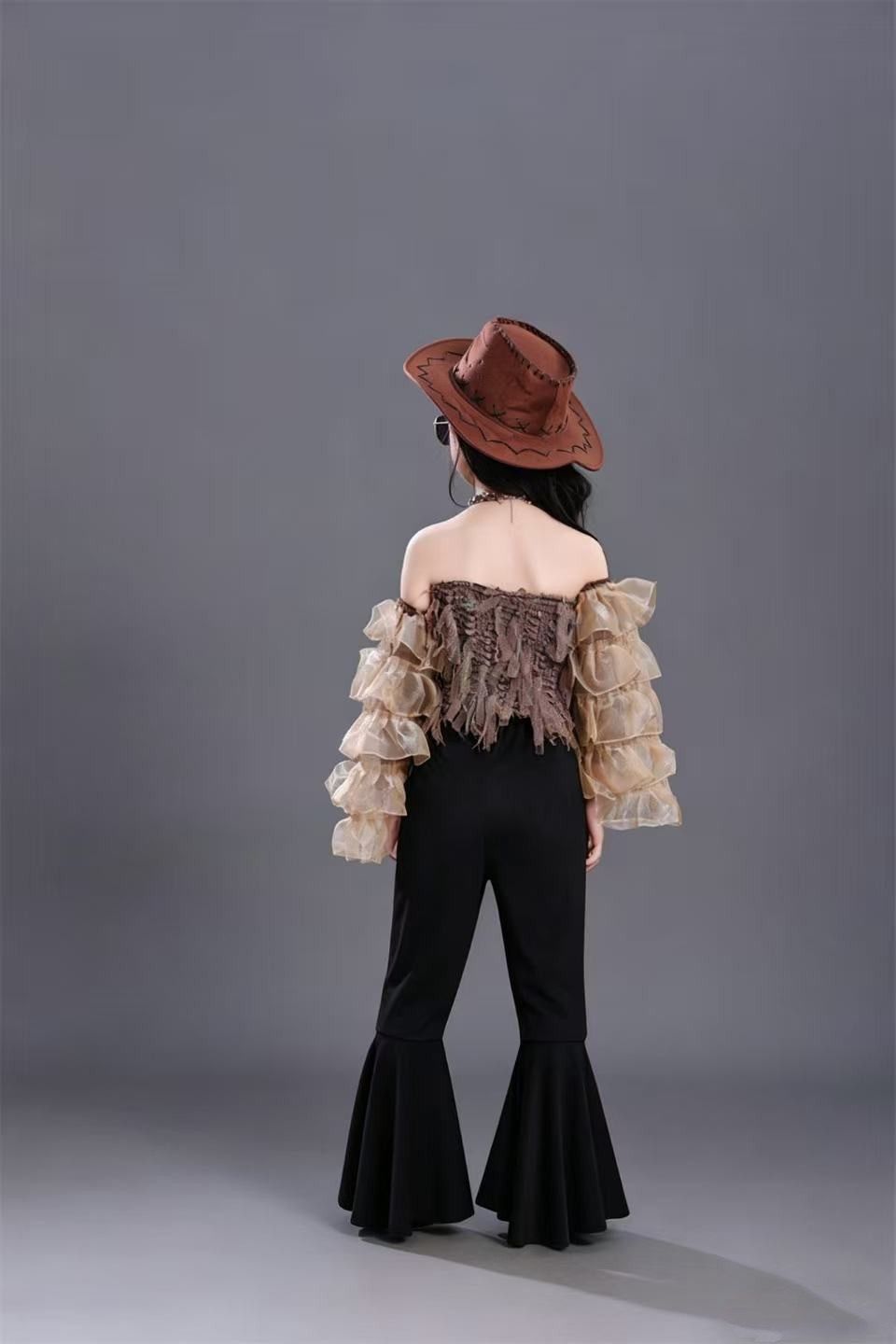 Girls Retro Style Floral Performance Clothing Set For Girls_voghion.com