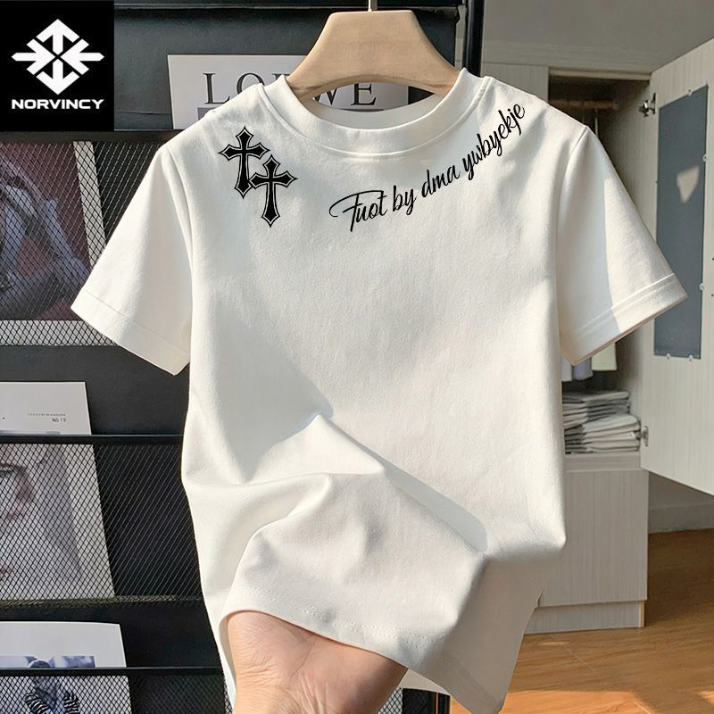 诺凡希纯棉短袖T恤男款打底衫休闲百搭宽松衣服男士夏季宽松透气