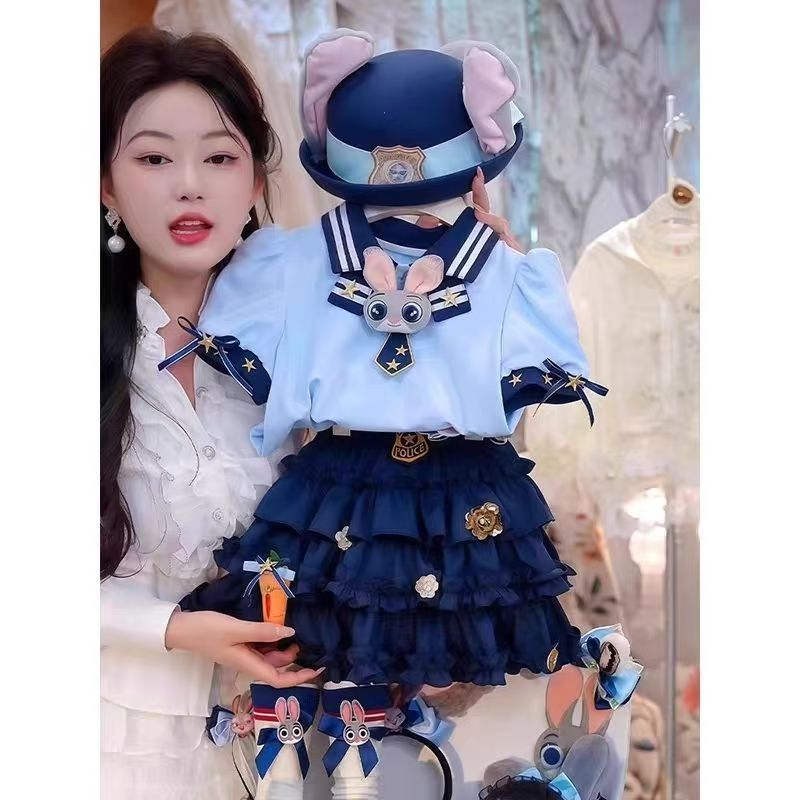 女童夏季朱迪兔子警官套装新款2026学院儿童jk两件套蛋糕 图片 2