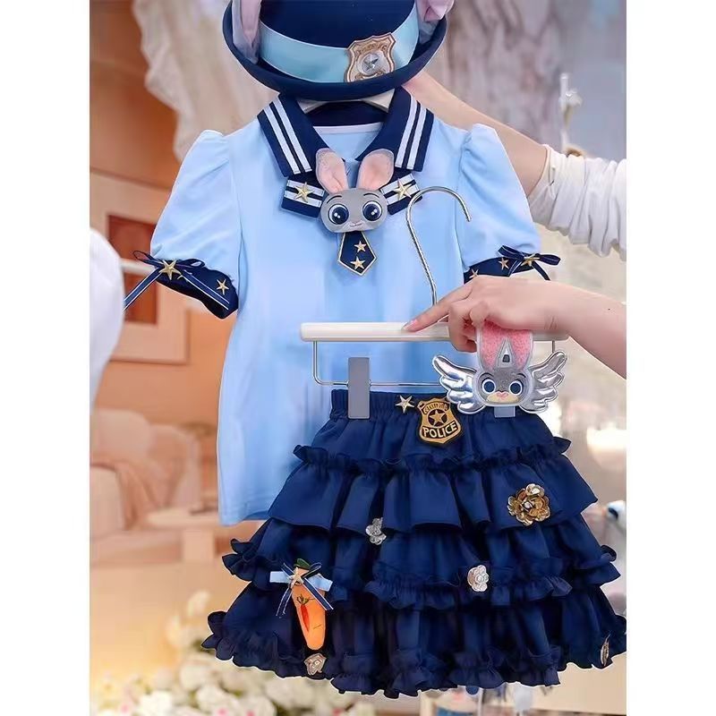 女童夏季朱迪兔子警官套装新款2026学院儿童jk两件套蛋糕