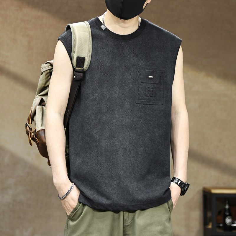 Baumwolle American Retro Tanktop Herren Für Den Sommer_voghion.com