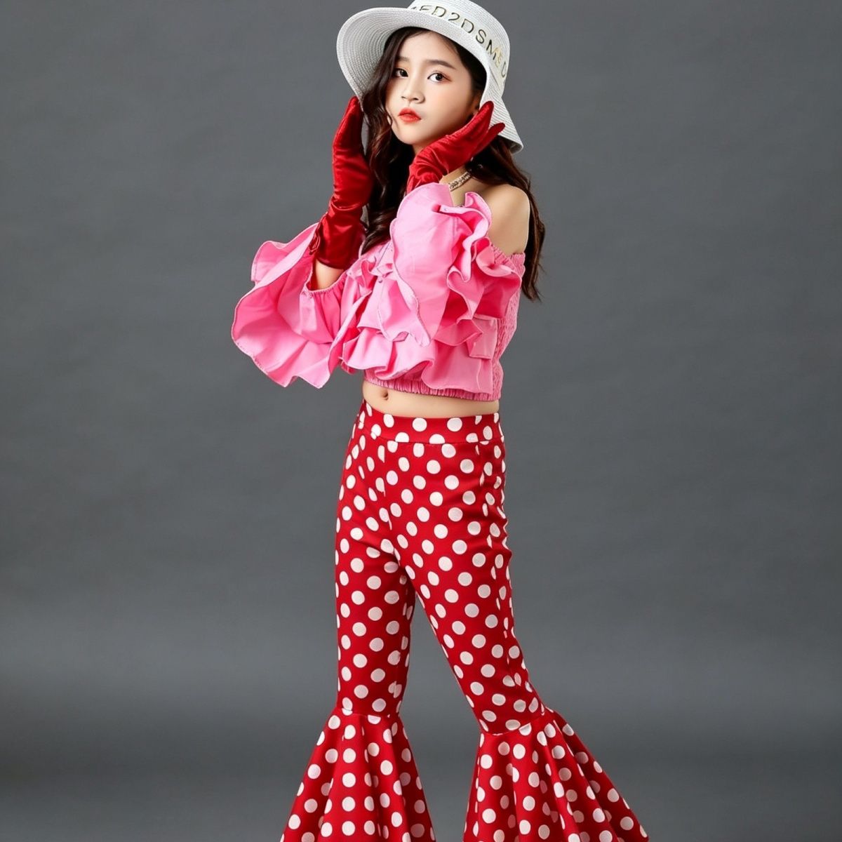 Mädchen Laufsteg Kostüm Set Retro Blumenhemd Outfit Für Kinder_voghion.com