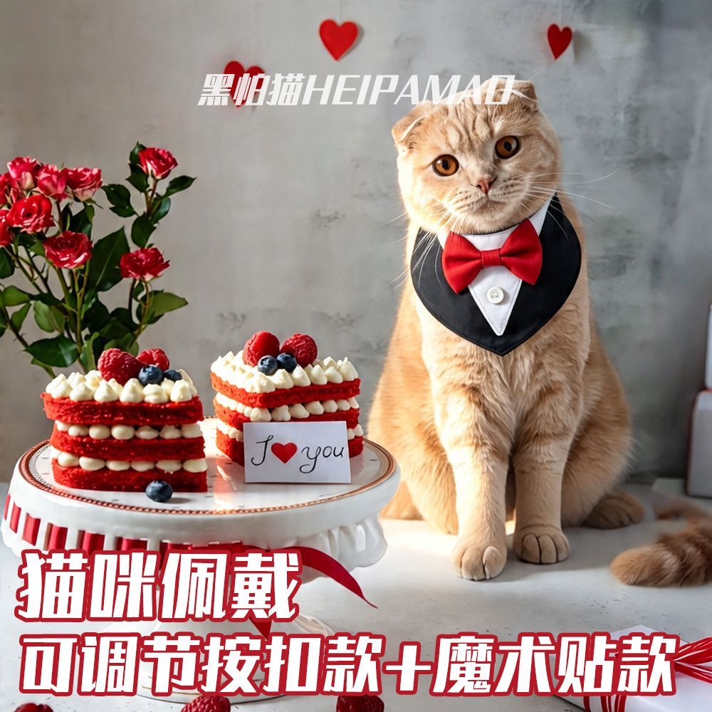 狗狗猫咪西装三角巾小型犬帅气结婚礼生日拍照装饰蝴蝶结口水巾