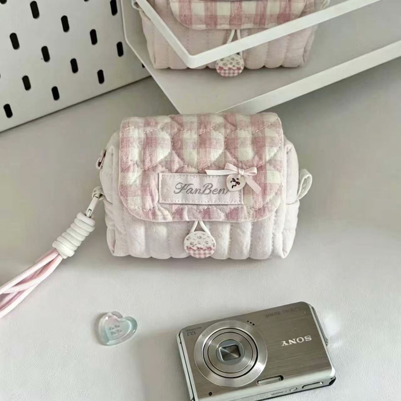 绝美爱心粉收纳包高颜值ins风大容量diy装饰包ccd收纳【10天内发货】
