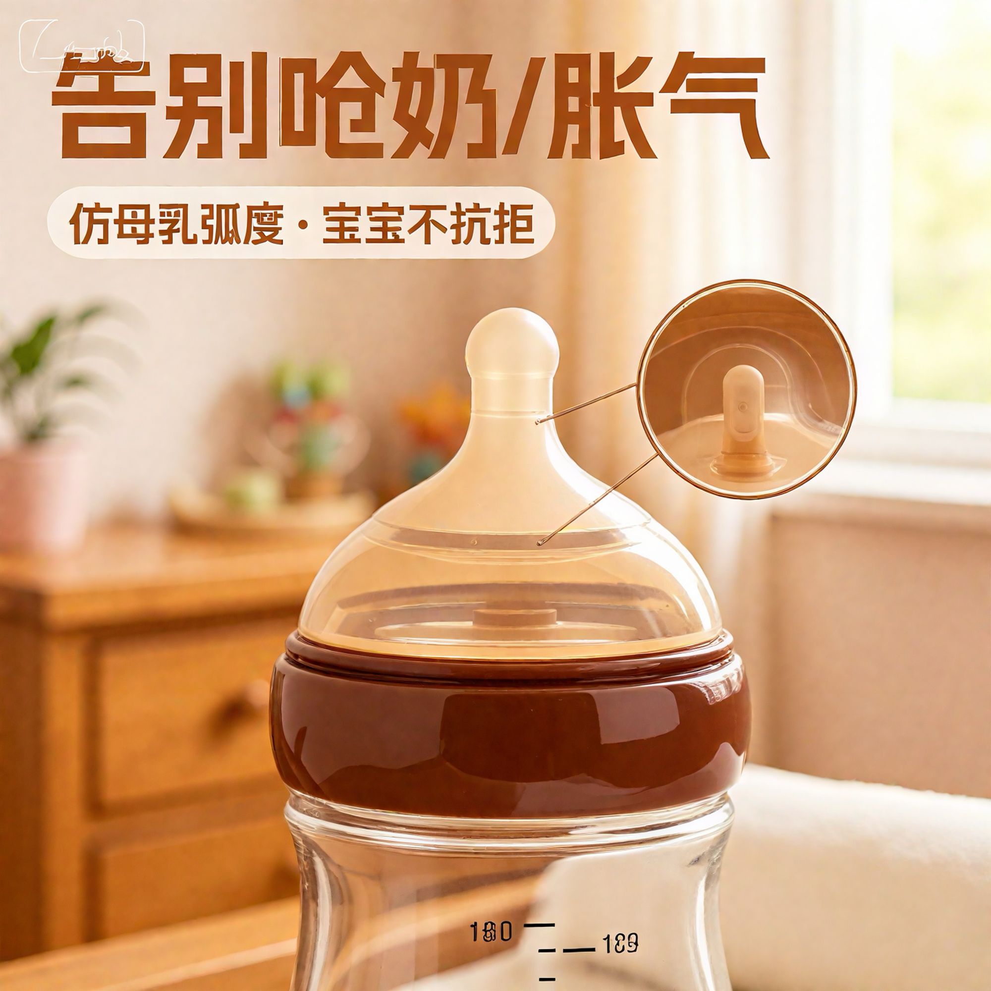 新生儿专用玻璃奶瓶 适配世喜瓶身宽口径防胀气高硼硅 160/240ml