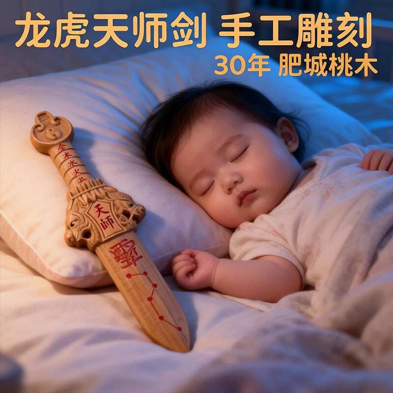 桃木天师雷击手工七星道家法器龙虎微讳成人紫薇平安安宅实木雕刻 4