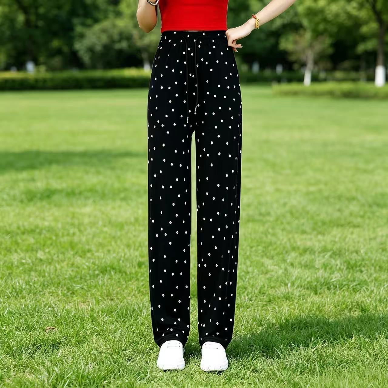 [小花朵]大码200多斤可穿夏日冰丝凉凉裤宽松显瘦垂感直筒裤休闲