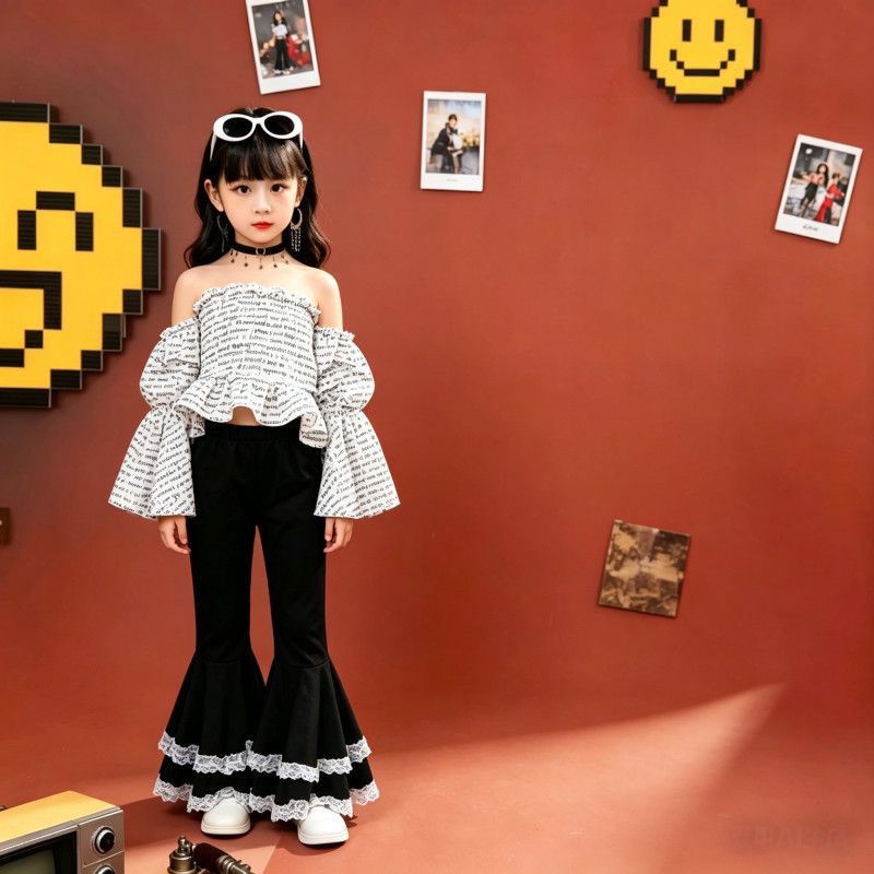Mädchen Zweiteiler Set Retro Hong Kong Stil Blumenbluse Outfit_voghion.com