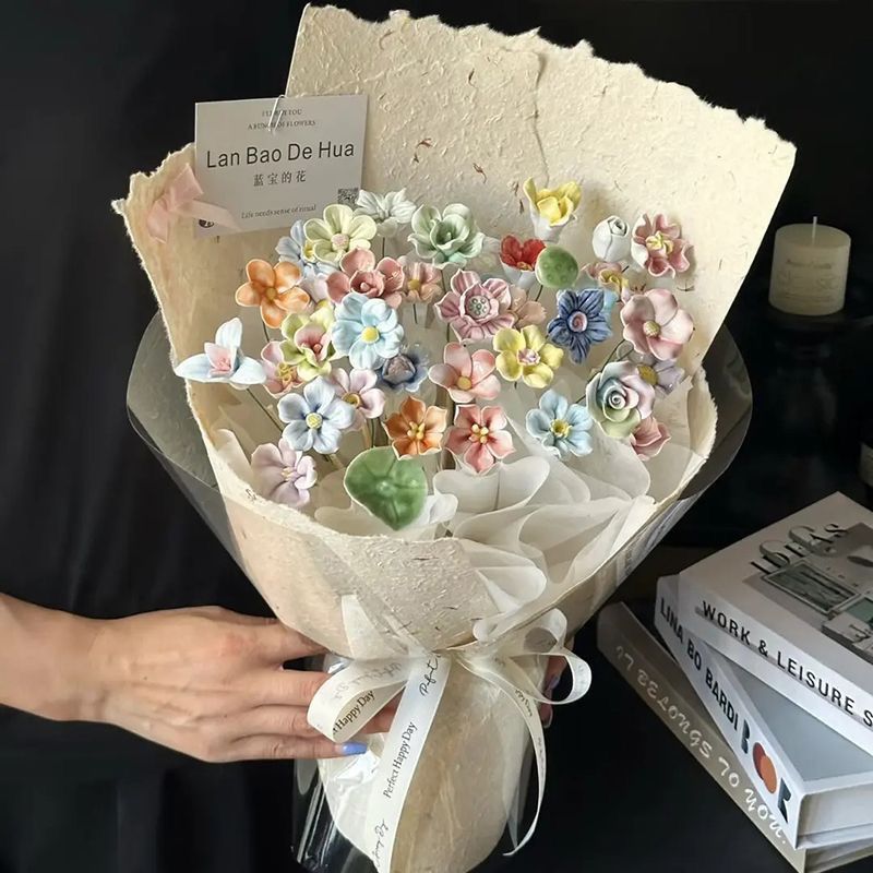 景德镇手工陶瓷花束生日礼物送女友闺蜜妈妈520情人节礼物母亲节 图片 6