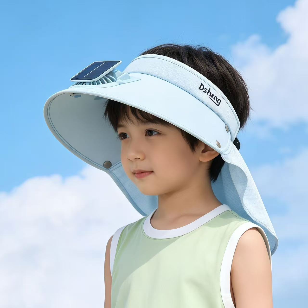 儿童帽子夏季太阳能风扇帽男女童户外防晒遮阳帽中大童户外太阳帽 图片 2