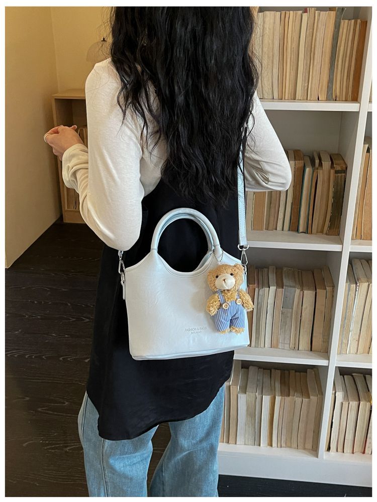 Brown Leather Tote Bag For Women, Simple Bucket Shoulder Handbag_voghion.com