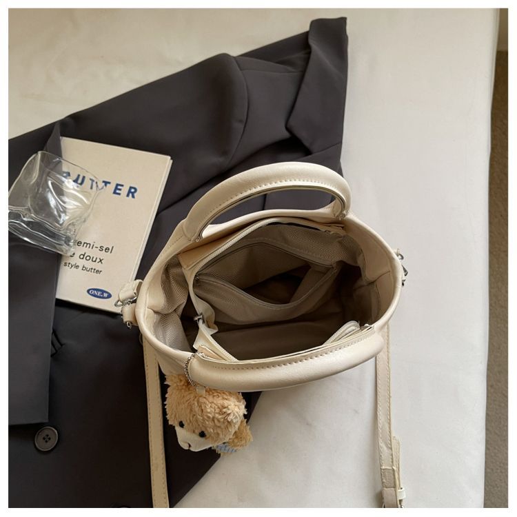 Brown Leather Tote Bag For Women, Simple Bucket Shoulder Handbag_voghion.com