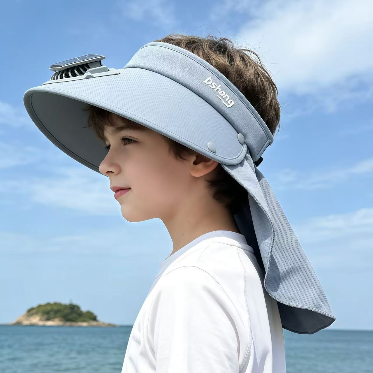 儿童帽子夏季太阳能风扇帽男女童户外防晒遮阳帽中大童户外太阳帽 图片 4