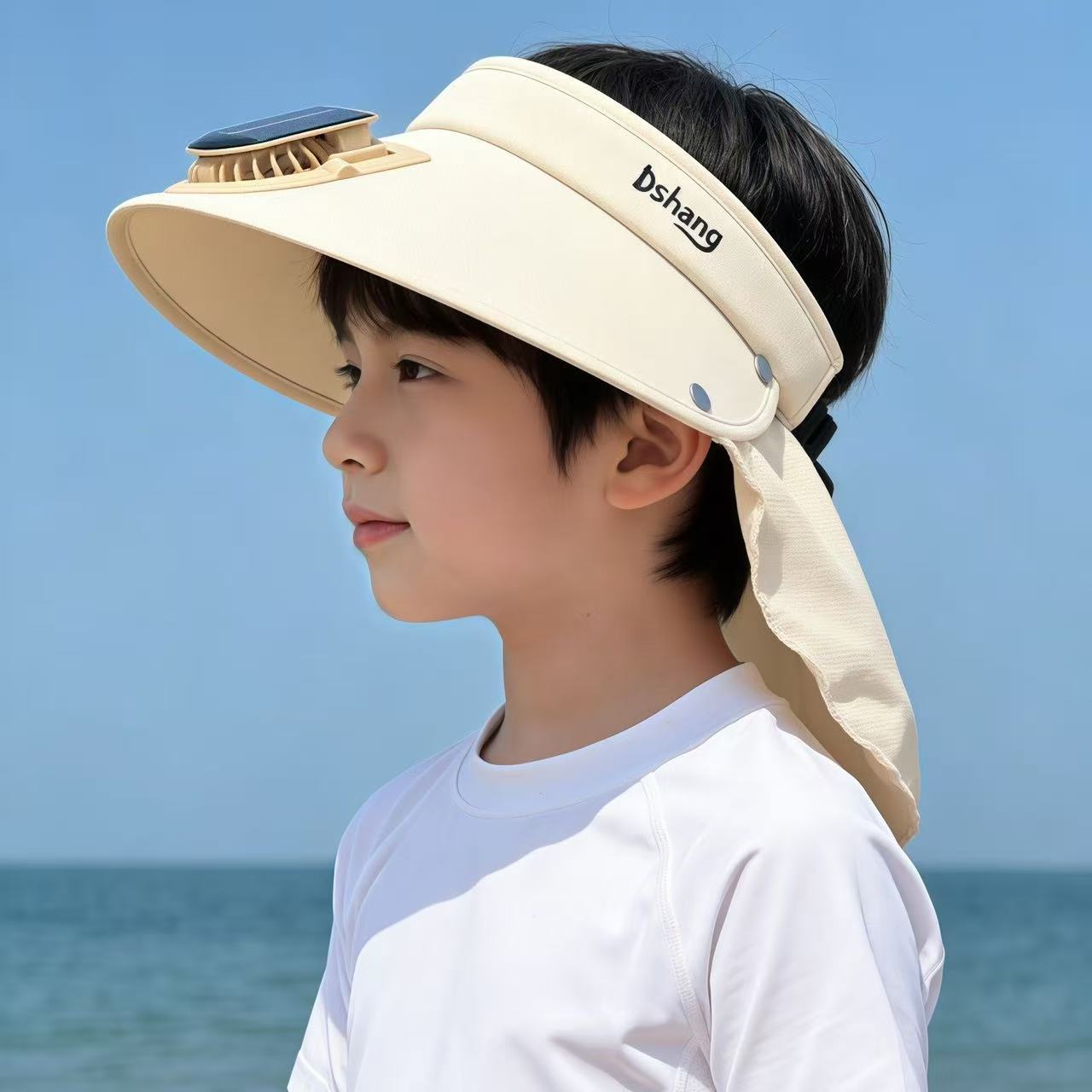 儿童帽子夏季太阳能风扇帽男女童户外防晒遮阳帽中大童户外太阳帽 图片 10