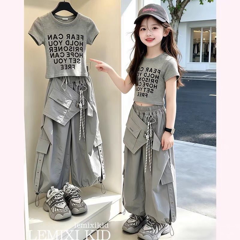 Completo cargo a maniche corte per ragazze outfit street dance_voghion.com