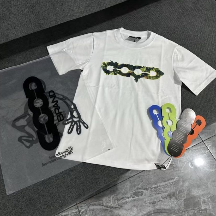 2026 Summer New Style Letter Embroidery With 3D Green Plants, Map Light Luxury Print, Fashionable High-End Unisex Short_viptrois.com