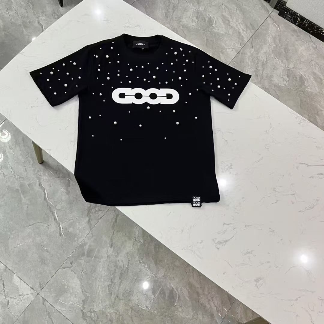 2026 New Pure Cotton Letter Embroidery T-Shirt Short Sleeve Summer Loose Fit Versatile Couple's Trendy Unisex Bestseller_viptrois.com