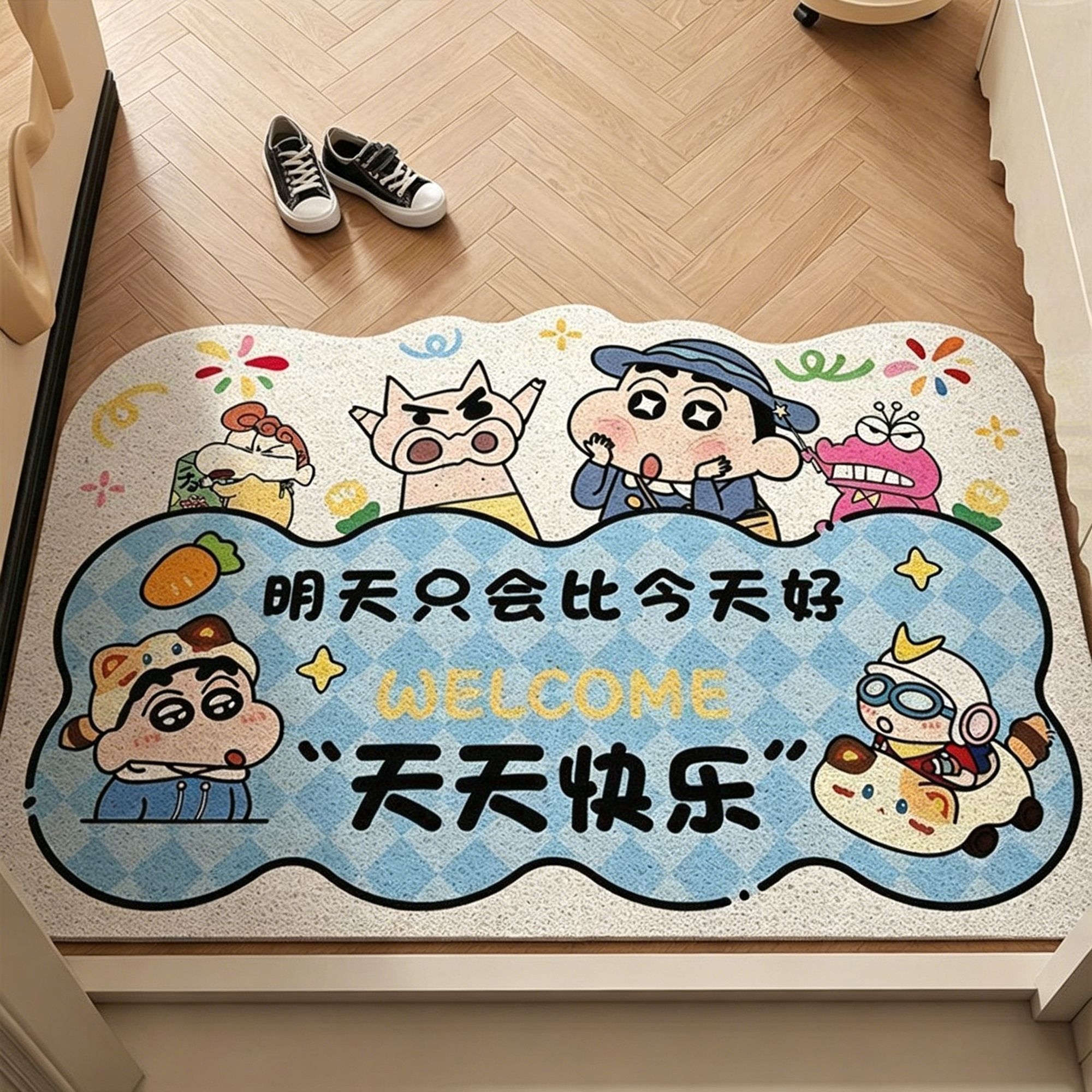 蜡笔小新耐磨硅藻泥可裁剪入户地垫玄关进门地毯玄关门口换鞋地垫