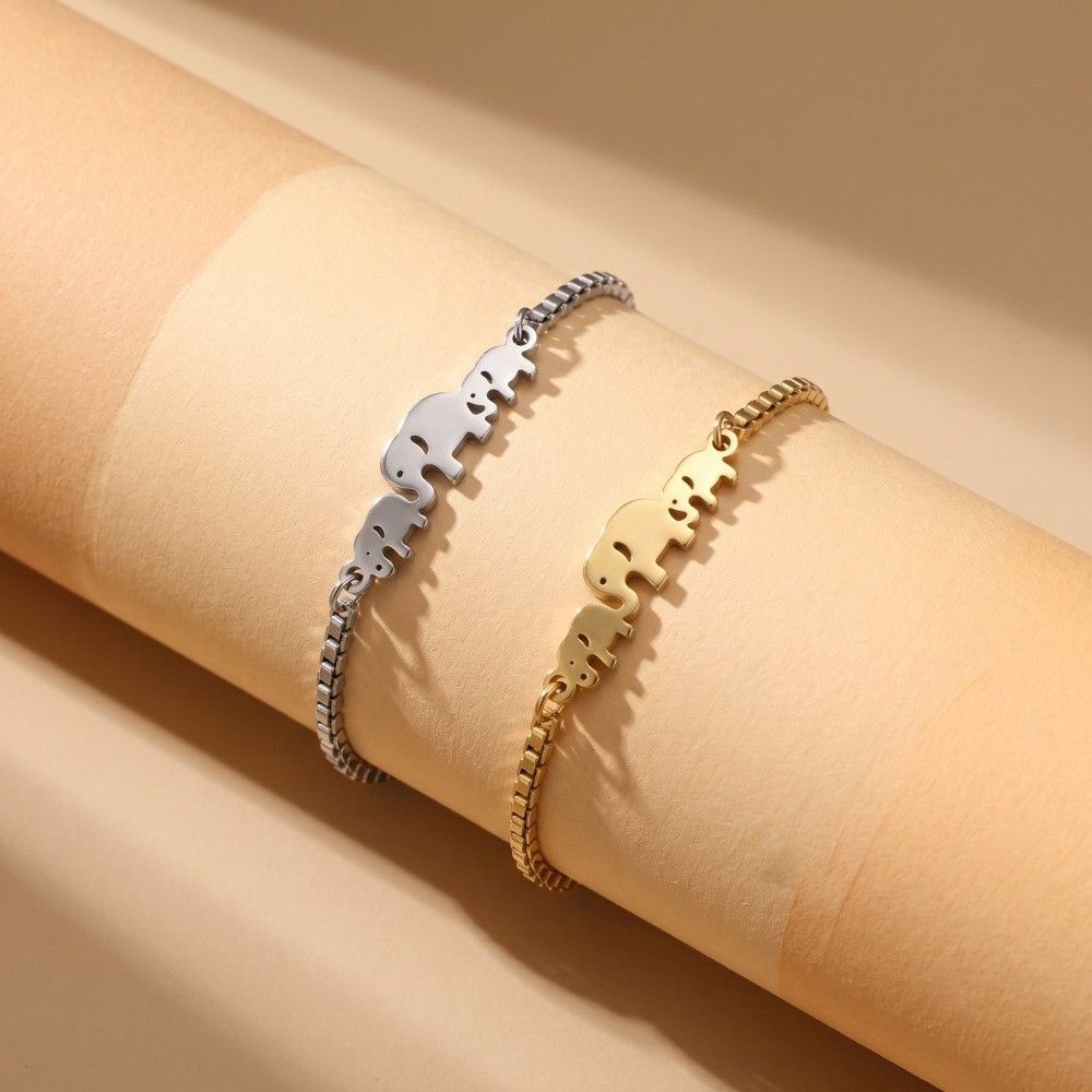 Bracciale elefante in acciaio al titanio per donna design chic_voghion.com