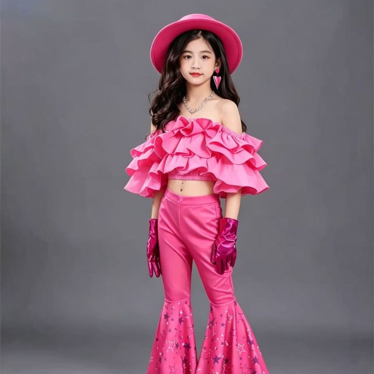 Conjunto infantil feminino com calça boca de sino retrô_voghion.com