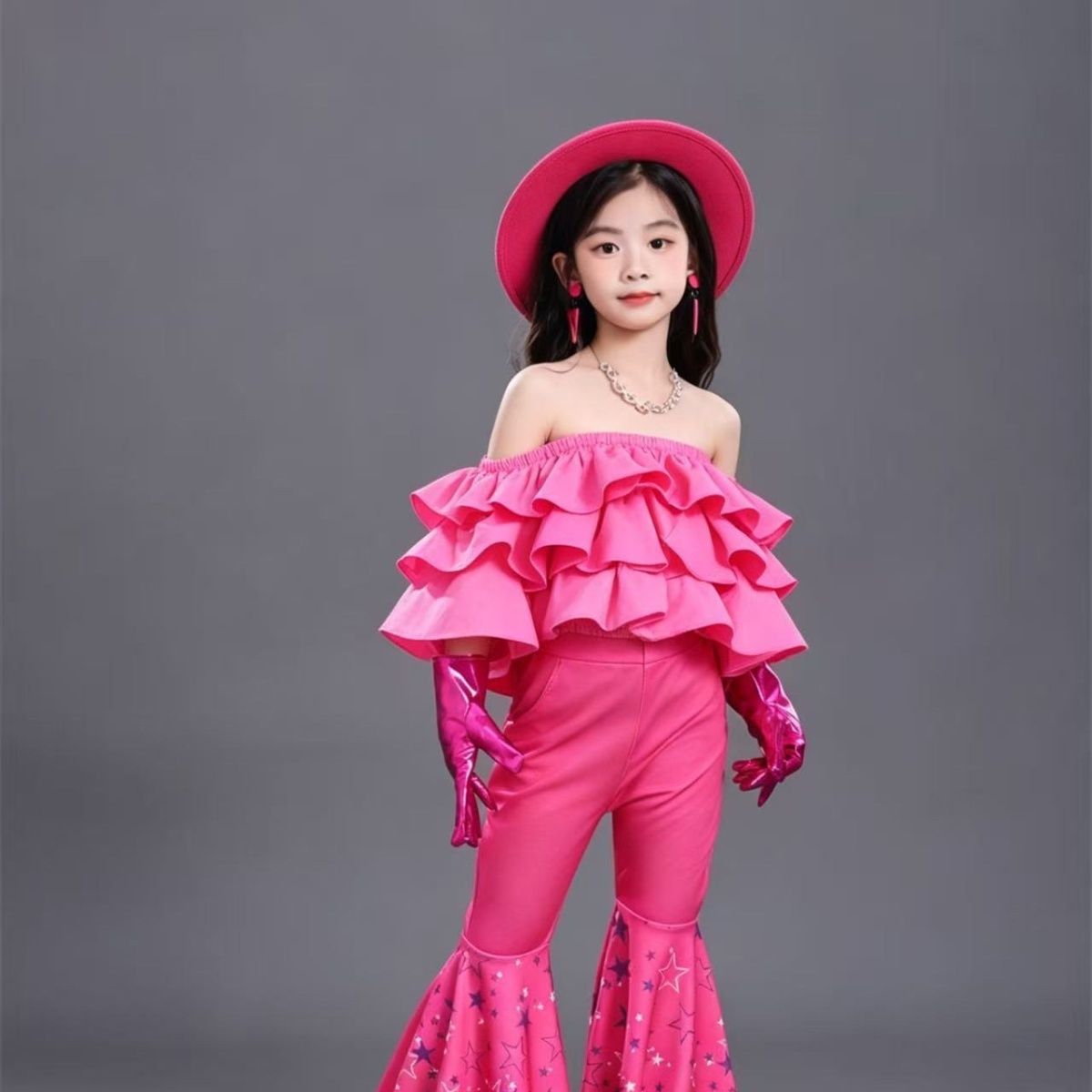 Conjunto infantil feminino com calça boca de sino retrô_voghion.com