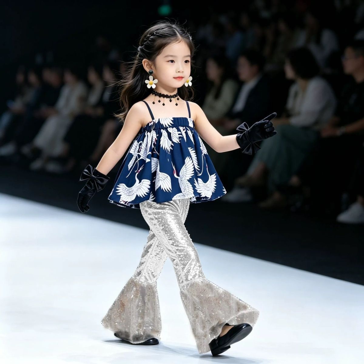 Childrens Performance Costume Set Vintage 80s 90s Sequined Style_voghion.com