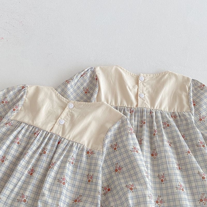 Baby flickor rutig blommig romper och klänning höststil_voghion.com