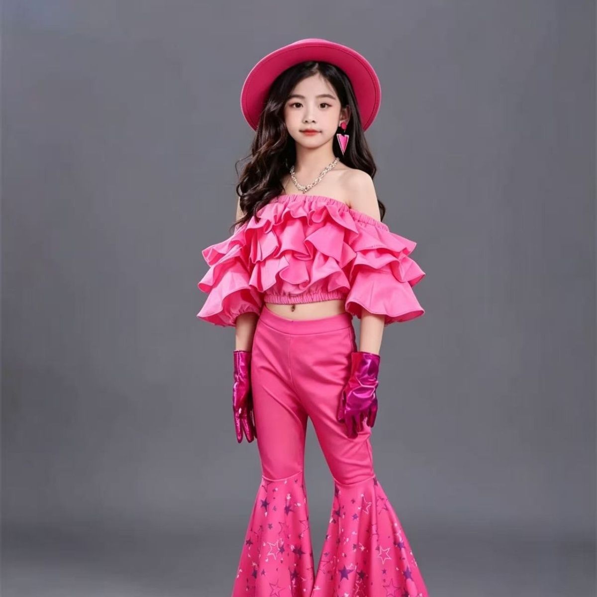 Conjunto infantil feminino com calça boca de sino retrô_voghion.com
