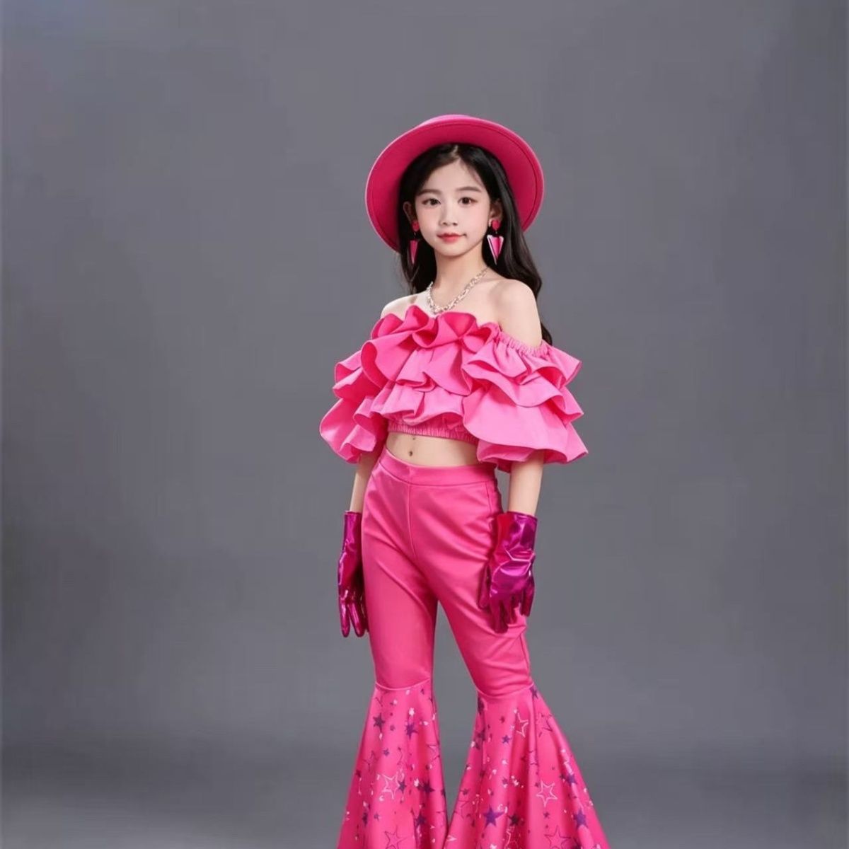 Conjunto infantil feminino com calça boca de sino retrô_voghion.com