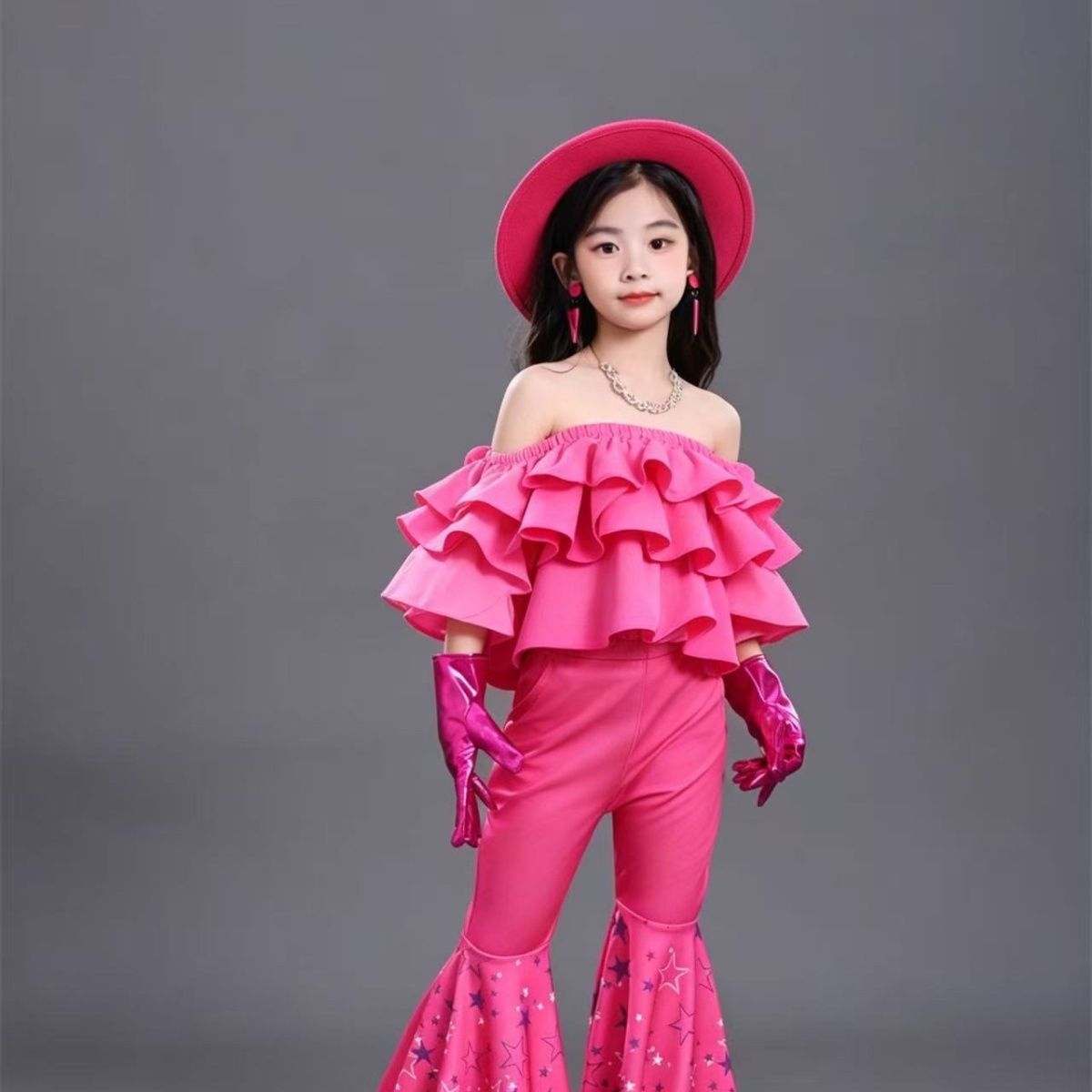 Conjunto infantil feminino com calça boca de sino retrô_voghion.com
