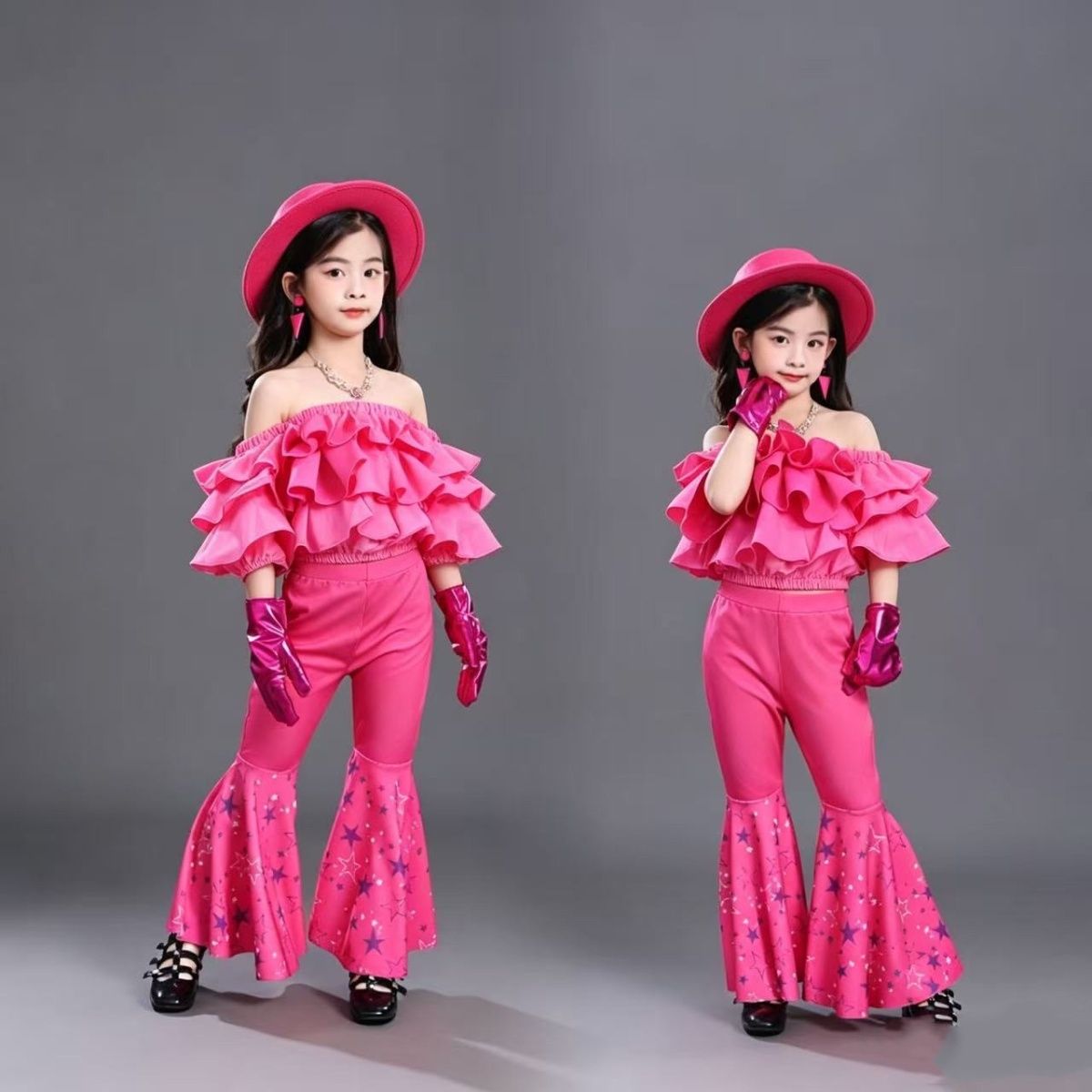 Conjunto infantil feminino com calça boca de sino retrô_voghion.com