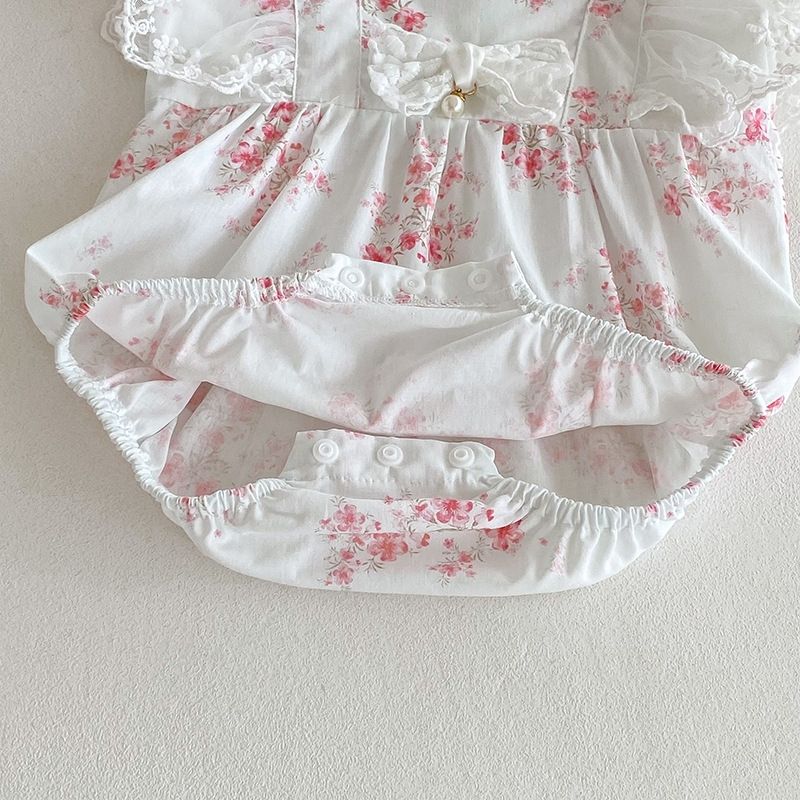 Combinaison d'été pour bébé fille, robe princesse, collection 2026, élégante en dentelle, tenue parfaite pour la naissance d'une petite sœur._voghion.com