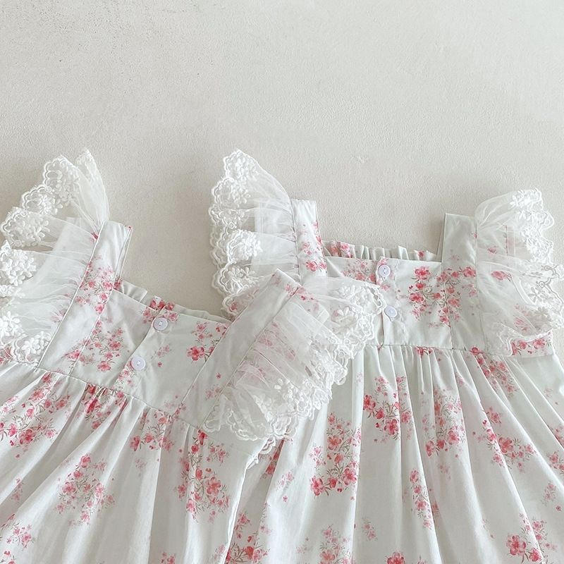 Robe barboteuse bébé fille style princesse dentelle été_voghion.com