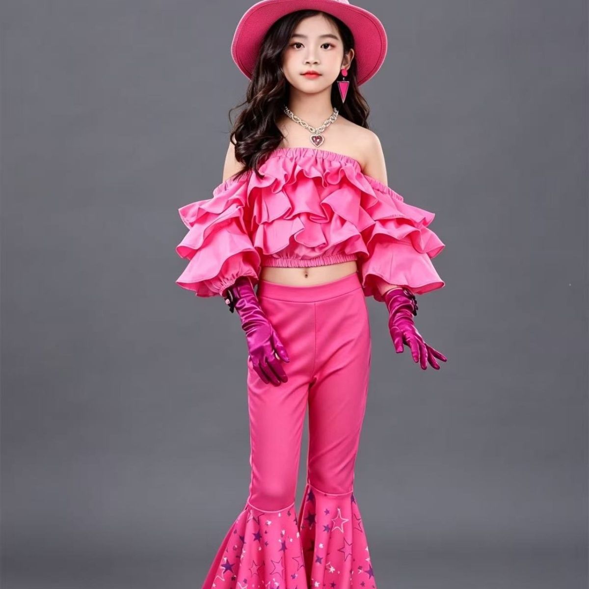 Conjunto infantil feminino com calça boca de sino retrô_voghion.com