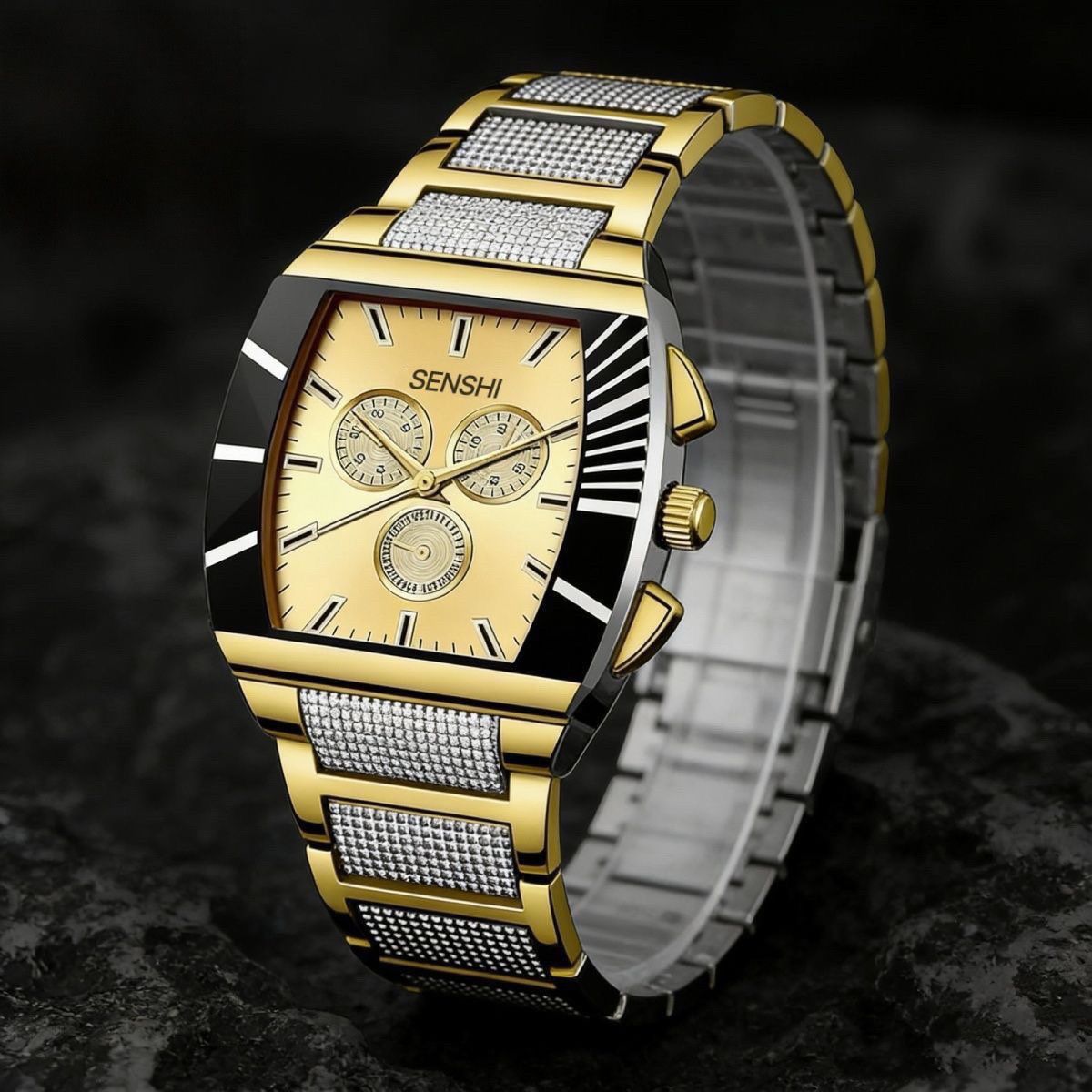 Men’s Quartz Watch With Steel Strap Minimalist Large Dial Design_voghion.com