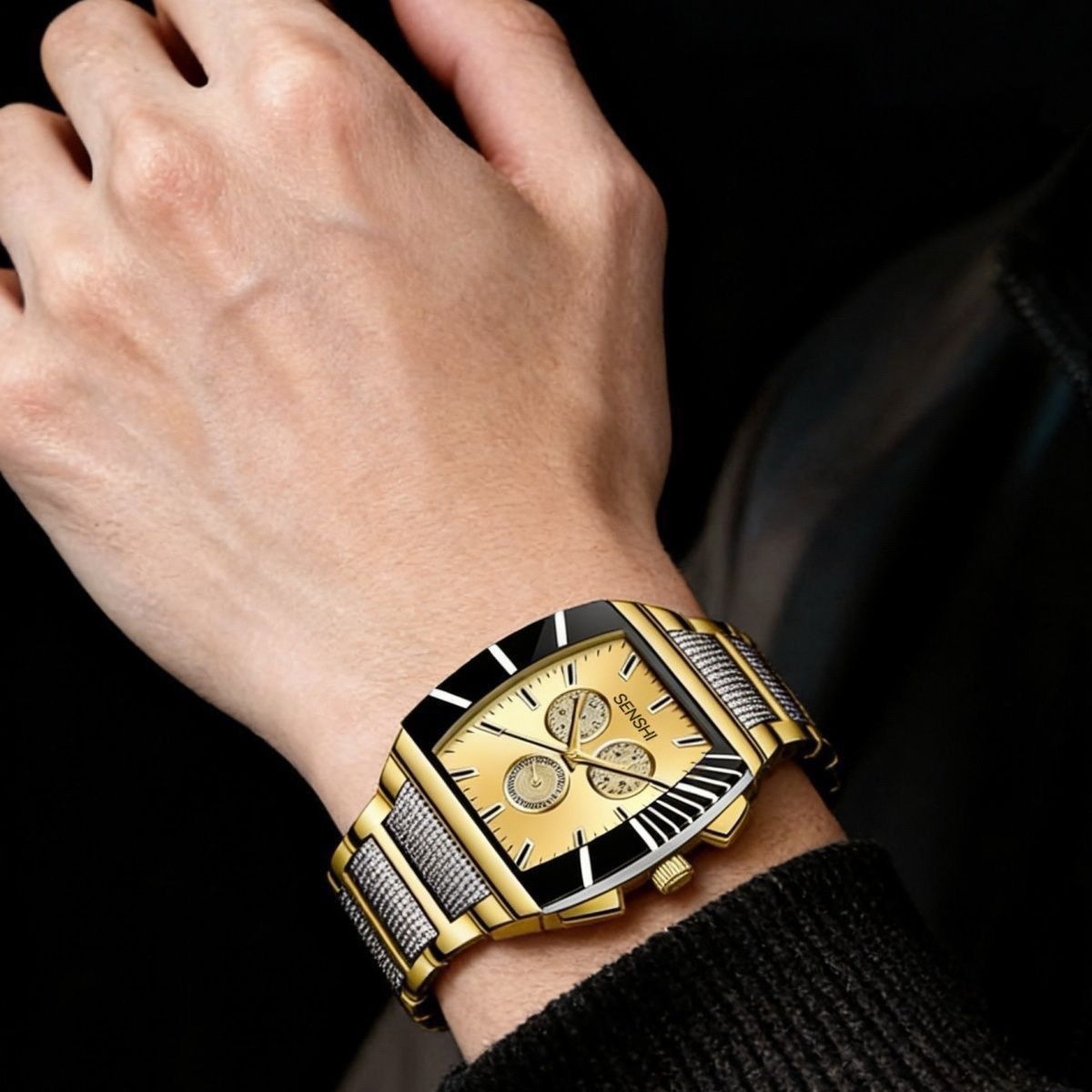 Men’s Quartz Watch With Steel Strap Minimalist Large Dial Design_voghion.com