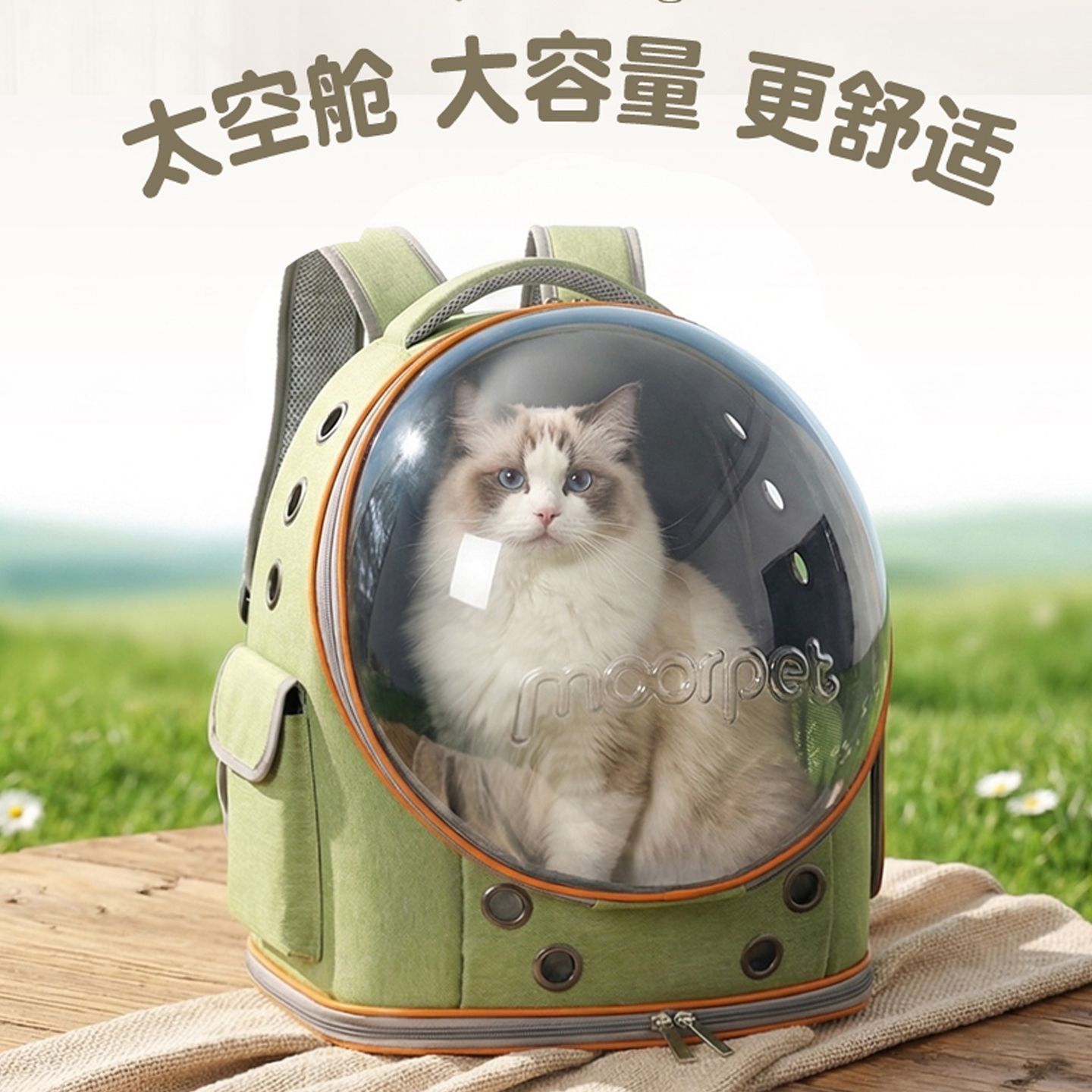 大容量太空舱外出便携双肩宠物全景透气小体型犬书包新款猫咪背包