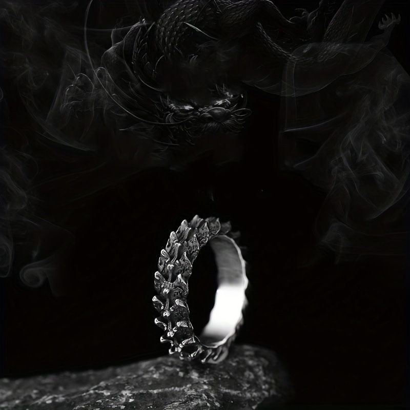 Vintage Dragon Bone Open Ring For Men And Women Trendy Style_voghion.com