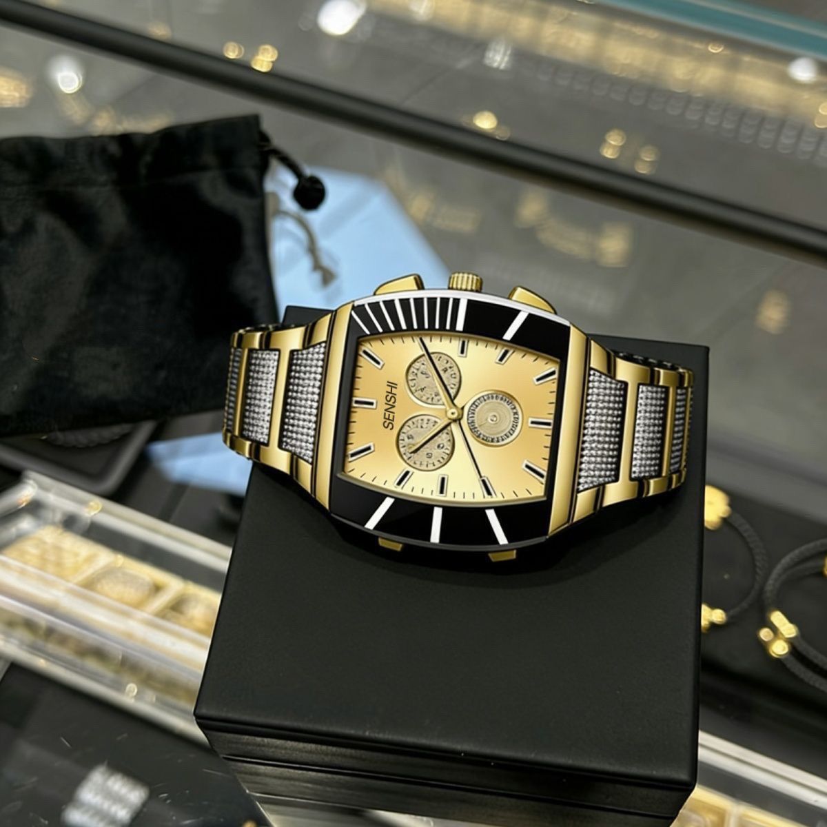 Men’s Quartz Watch With Steel Strap Minimalist Large Dial Design_voghion.com