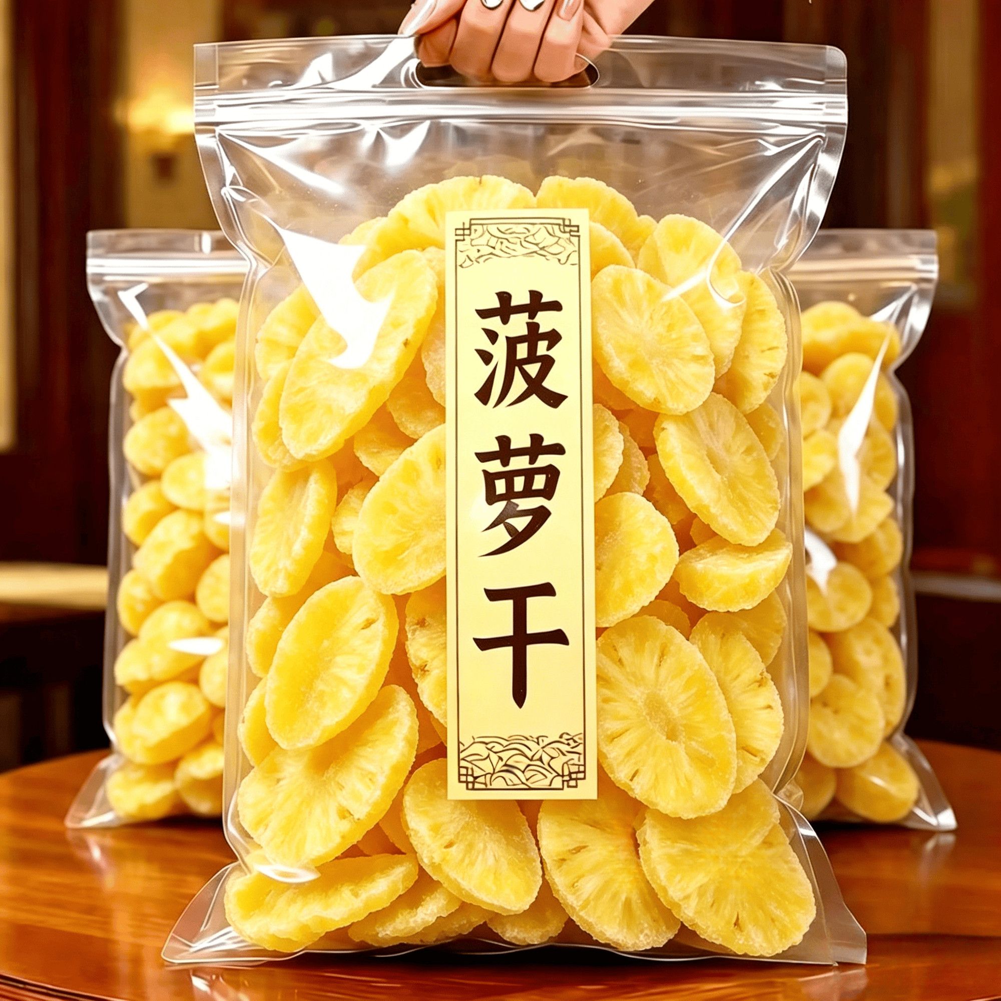 好物低价】菠萝干凤梨果干蜜饯零食菠萝圈片酸甜果干果脯丽人膳补