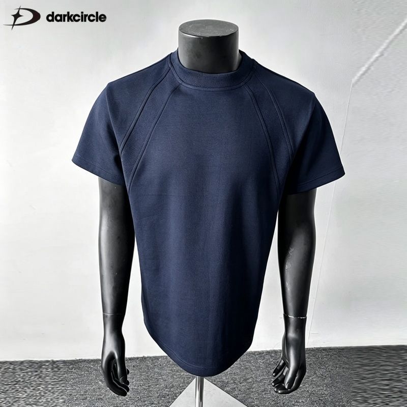 【DARKCIRCLE】夏季美式复古宽松百搭纯色空气层简约短袖T恤男生 图片 4