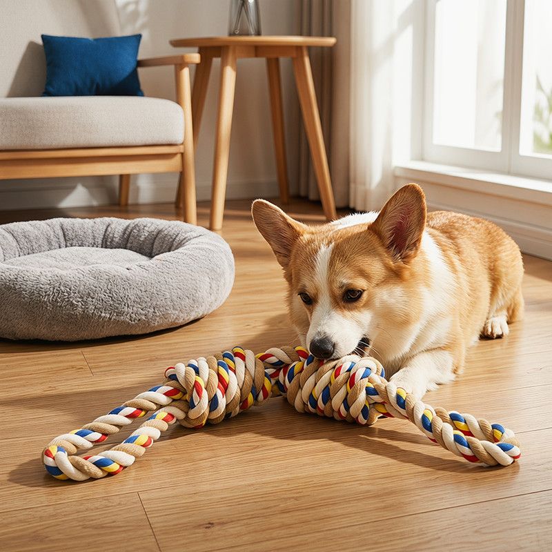 狗狗拔河玩具耐咬磨牙解闷金毛犬阿拉绳结玩具加粗大型犬解压小狗
