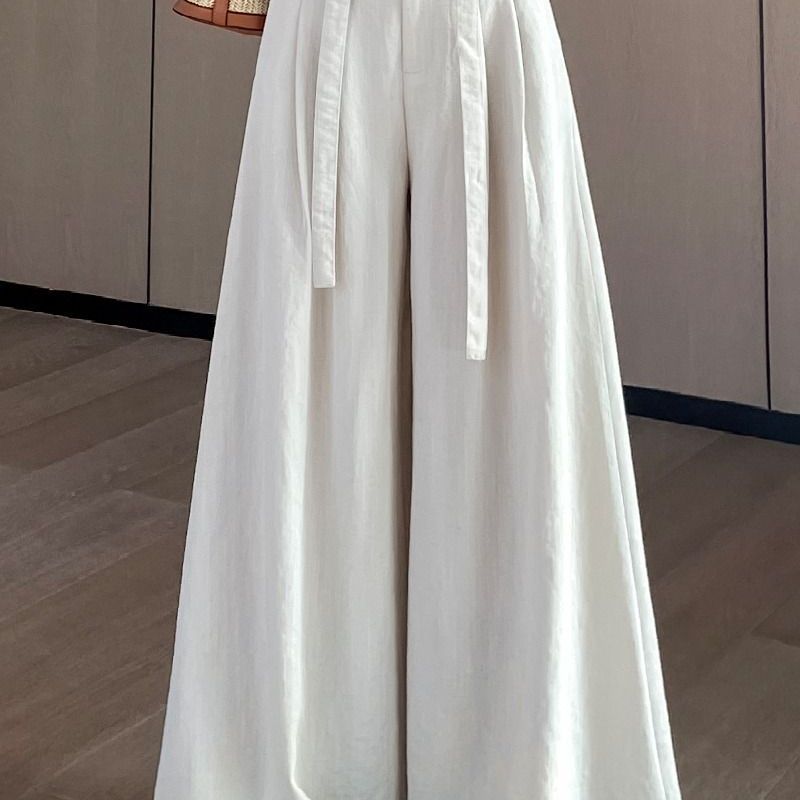 爆款新款高腰垂感阔腿裙裤女夏季薄款显瘦遮胯百搭休闲直筒拖地裤 图片 2