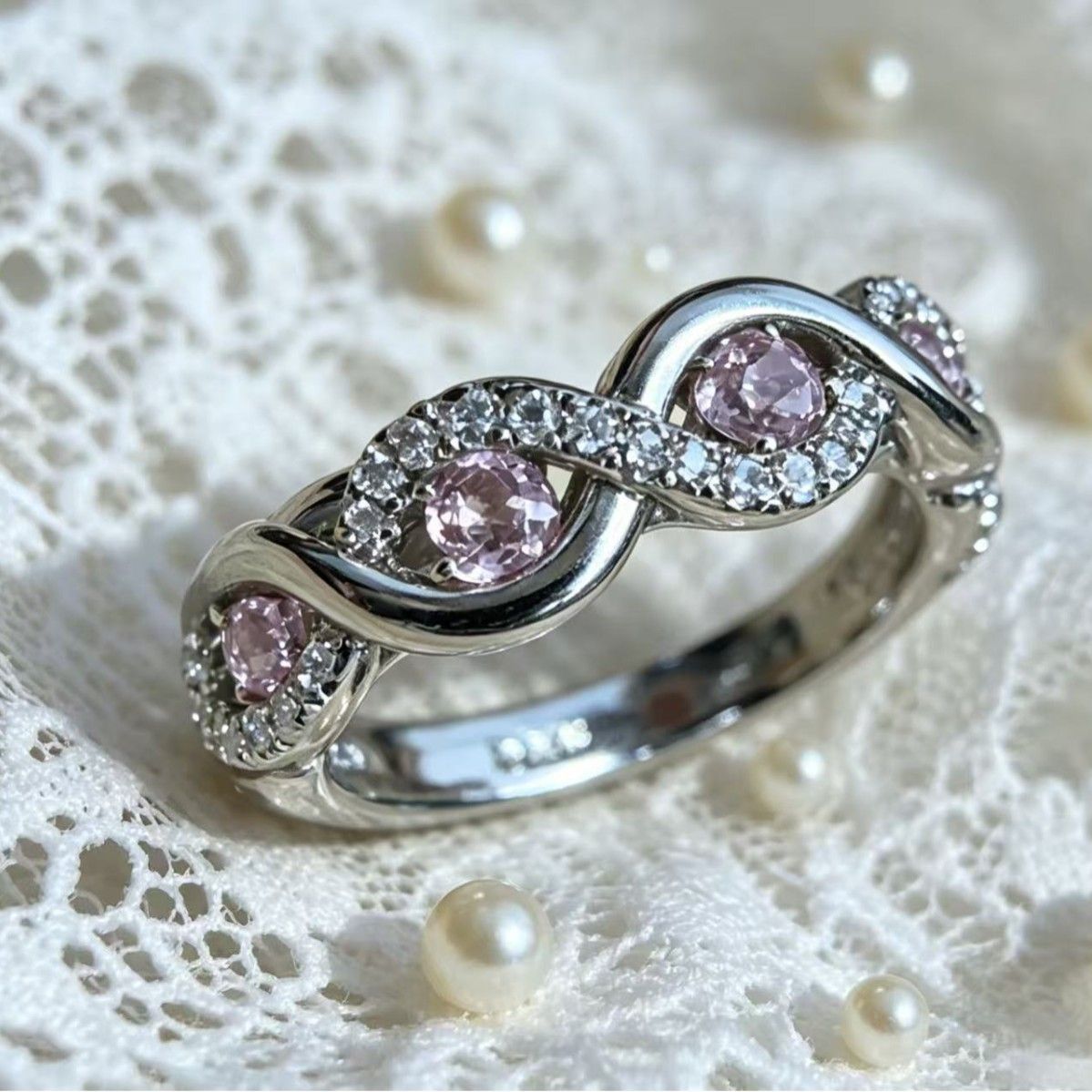 New Fashionable Pink Crystal Wrap Design Ring_voghion.com