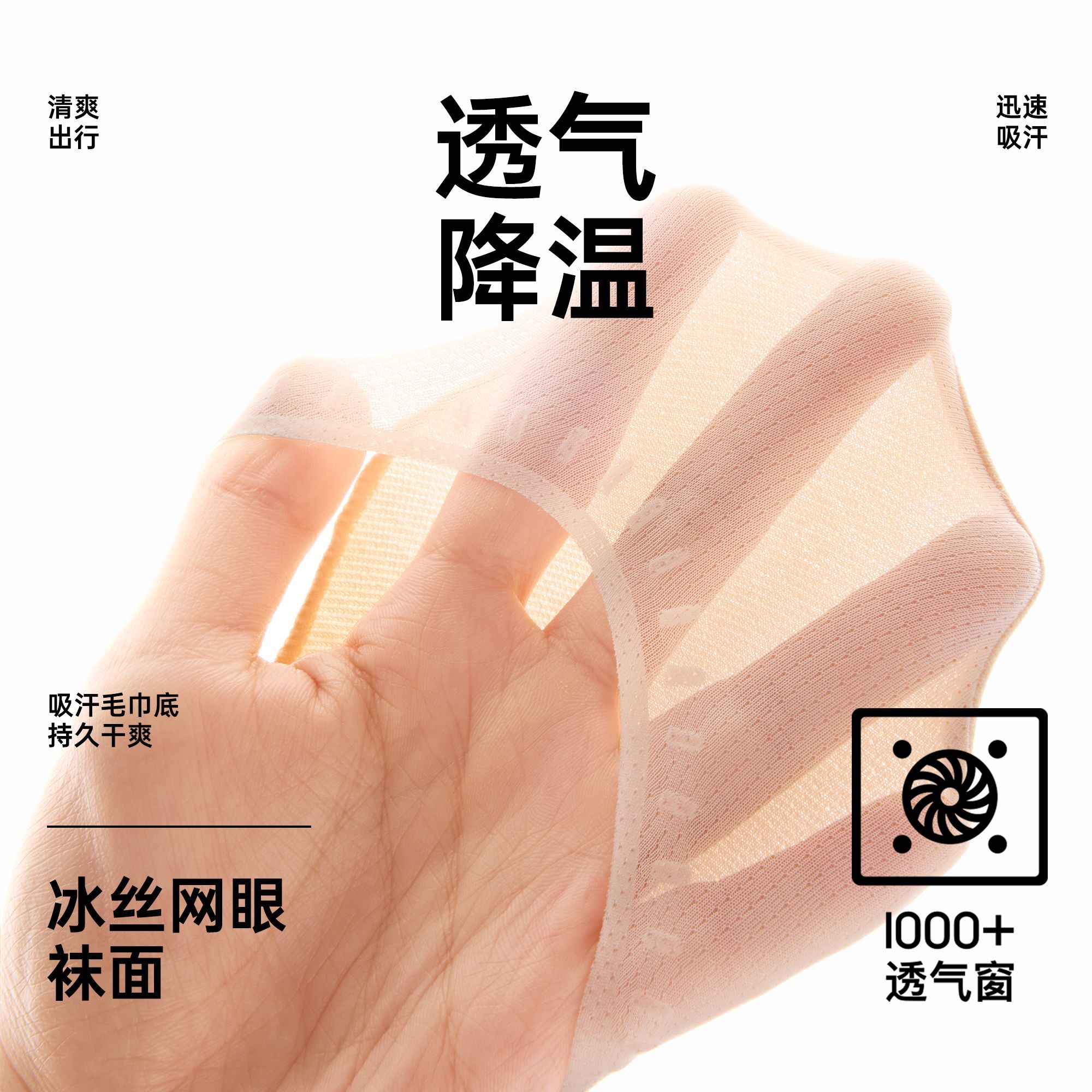 棉竹屋夏季超薄款隐形袜套防滑不掉跟浅口袜子女网面透气冰丝船袜 图片 6