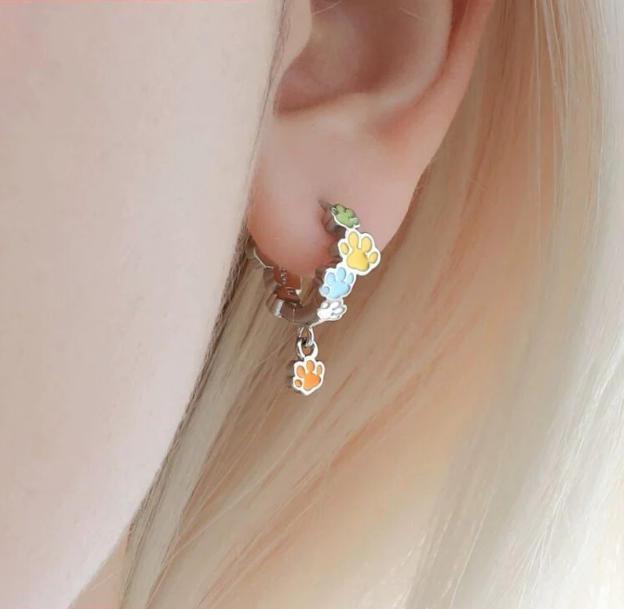 Rainbow Kitten Clip Earrings Original Niche High-end Accessories_voghion.com