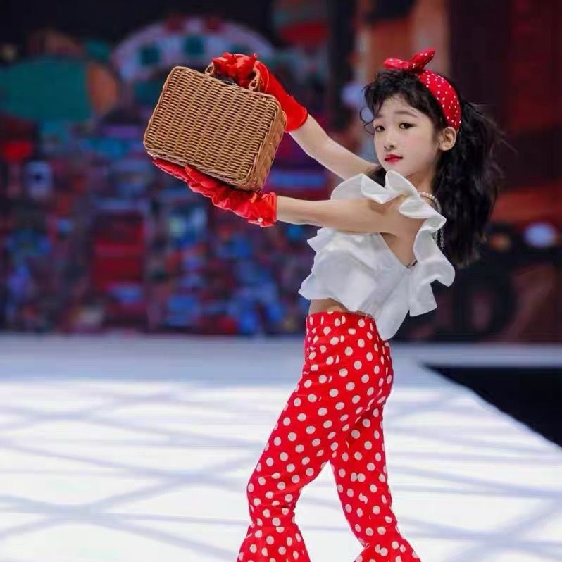 Children's Performance Costumes Elementary School Sports Meet Retro Hong Kong Style Flared Pants Catwalk Female 80S_voghion.com
