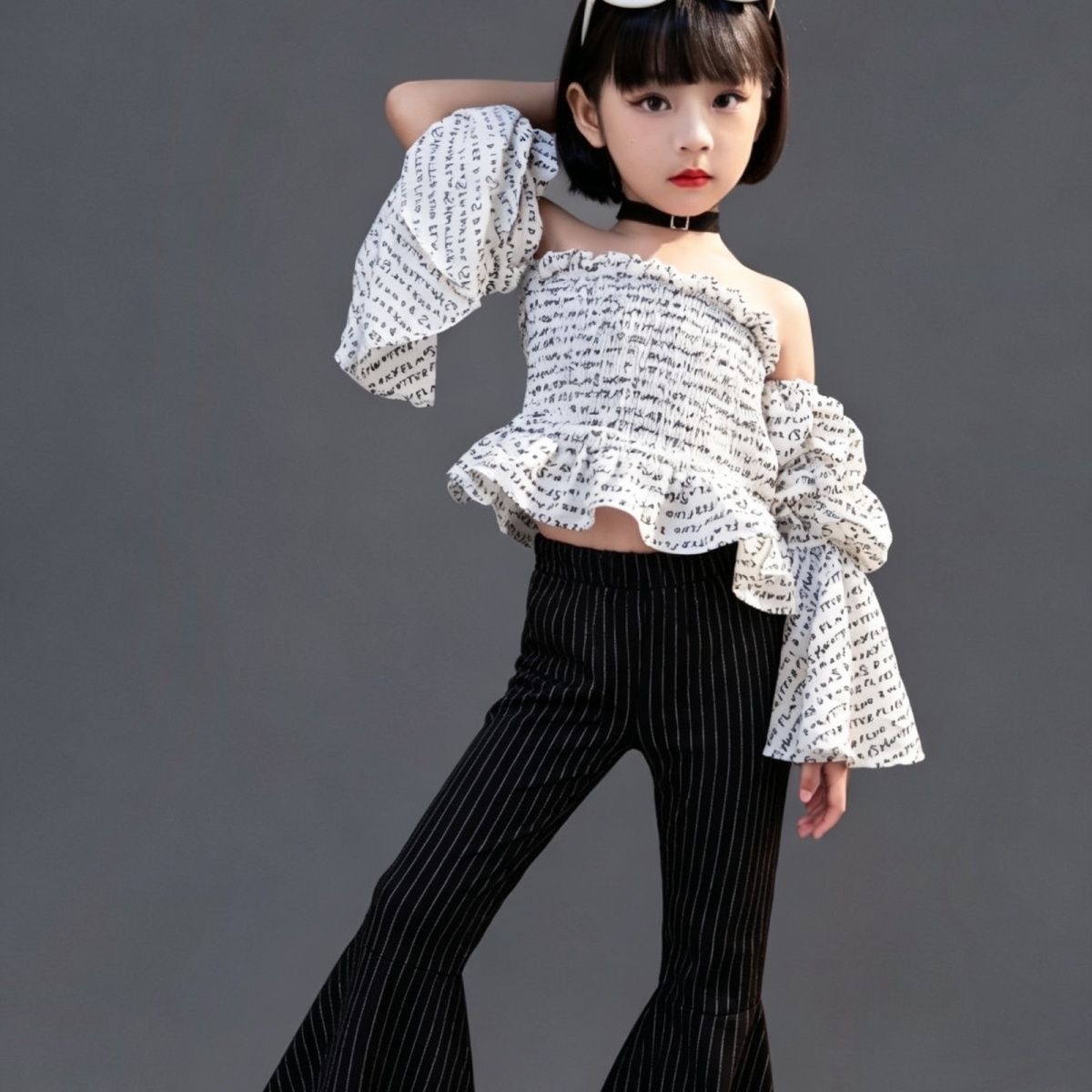 Kids Retro Style Dance Clothing Set For Graduation And Performances_voghion.com