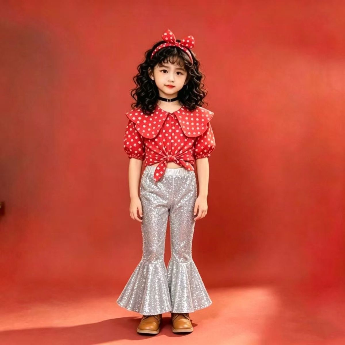 Kinders kleding set voor dans retro hong kong stijl_voghion.com